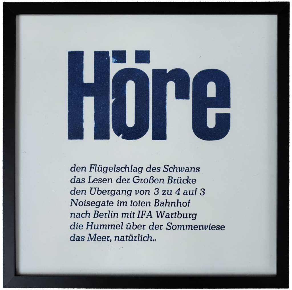 Höre, 2025, Letterdruck, Jan Bodenstein